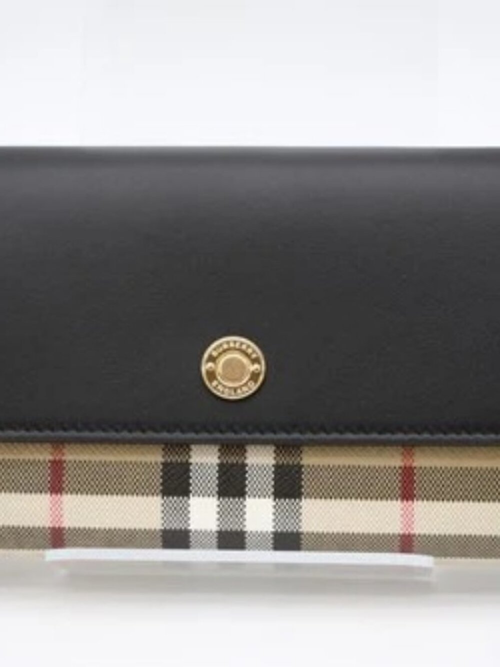 Burberry Continental Vintage Leather Check Wallet - Beige/Black